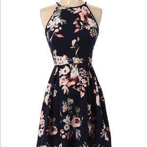Soprano navy floral sleeveless dress Fit & flare